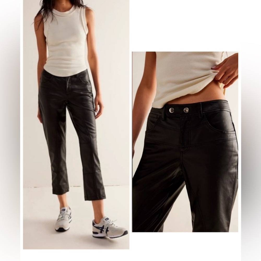 We The Free Rebel Black Faux Leather Pants NWT Size 10